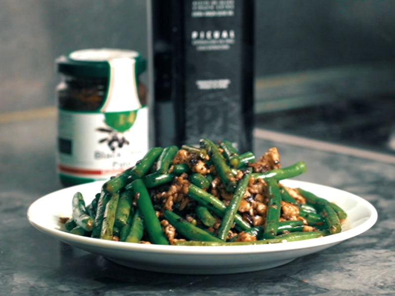 Stir Fried French Beans with Black Olive Pâté