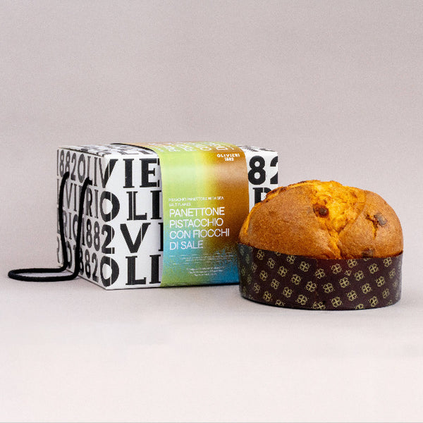 Olivieri 1882 Panettone Pistachio w/Maldon Salt Flakes & Pistachio Cream 1Kg