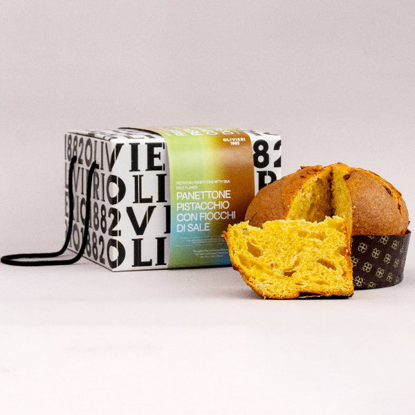 Olivieri 1882 Panettone Pistachio w/Maldon Salt Flakes & Pistachio Cream 1Kg