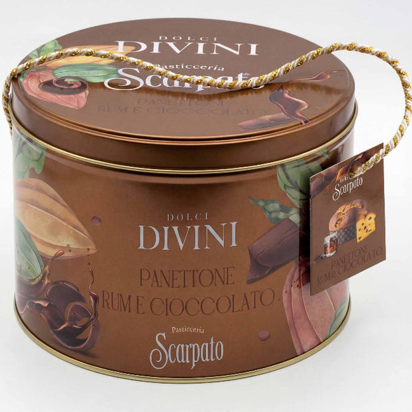 Scarpato Panettone Rum & Dark Chocolate Chips Tin 750g